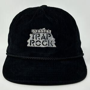 Vintage 90s Dresser Trap Rock Hat Baseball Cap Wisconsin Rope Strapback Black
